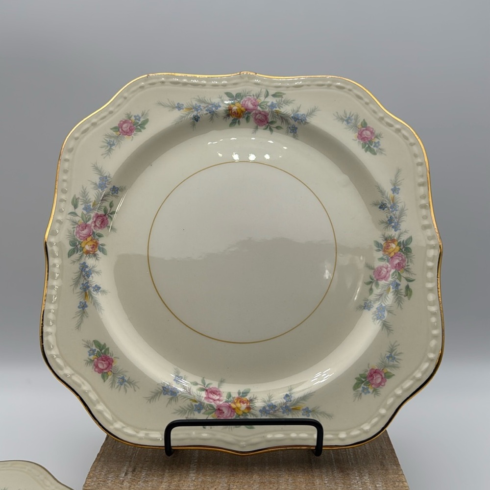 VTG‎ Homer Laughlin Eggshell GeorgianUSA A49N5 Square Salad Plates Set of 4